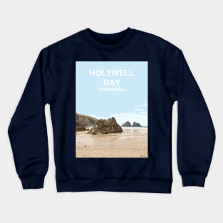 Holywell Bay Cornwall. Cornish gift. Travel poster Crewneck Sweatshirt